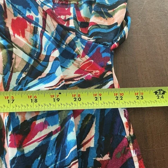Women's 3/4 Sleeve Colorful Dress Zipper Front Open Flared Sleeves Artsy 22/24 - Picture 6 of 10